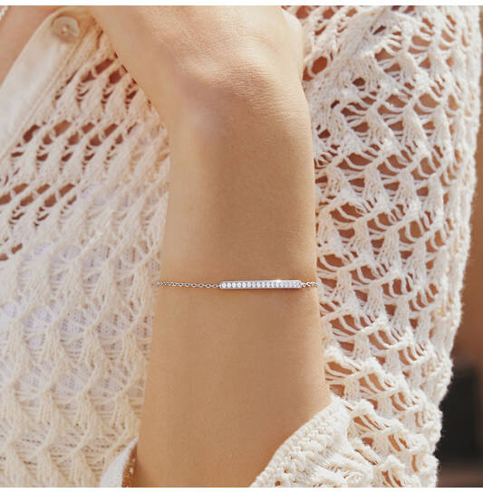  Voque Maven - Schakelarmbanden - Zilver / Gerodineerd - Kristal - 18,5cm